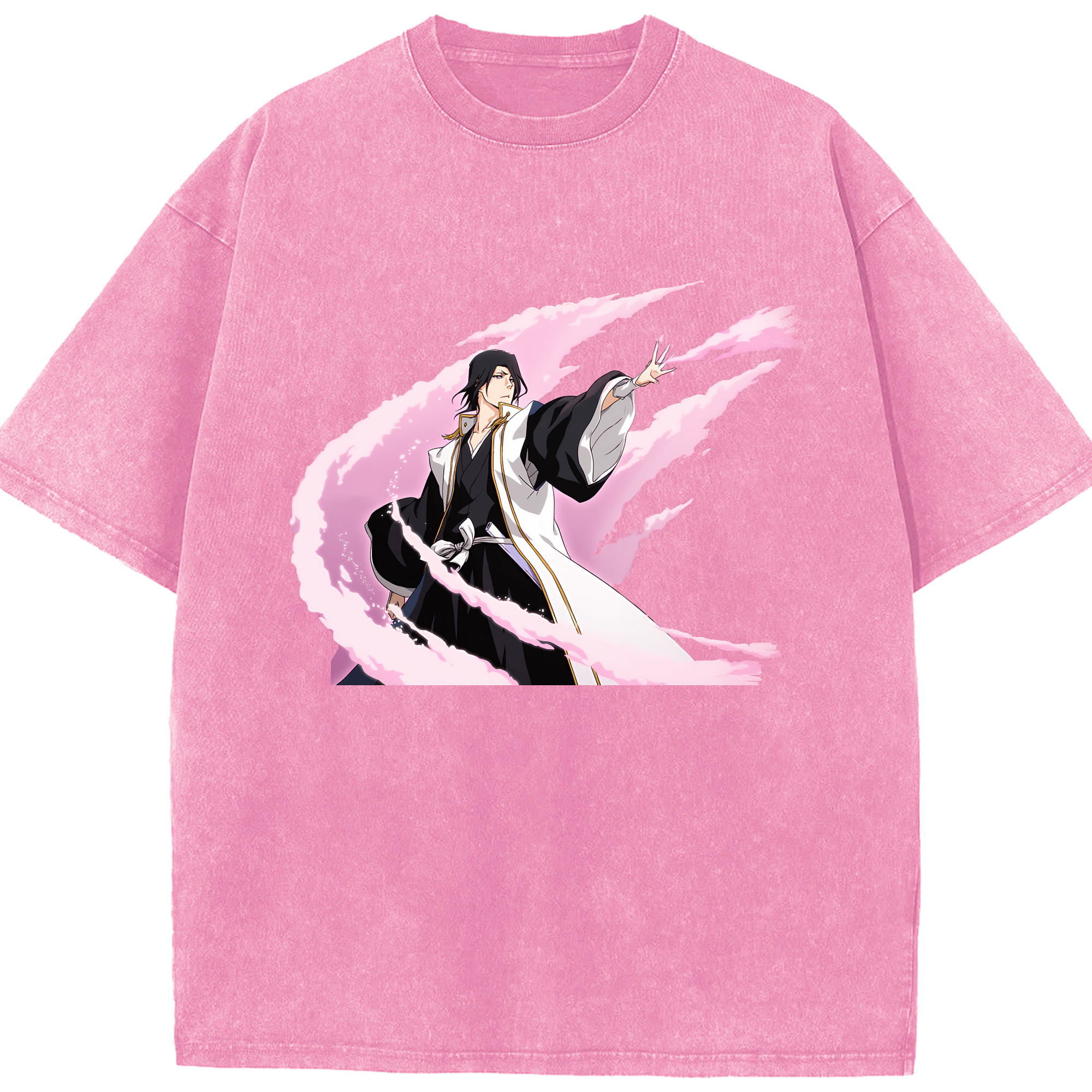 （画像用） ブリーチ くちき びゃくや BLEACH Kuchiki Byakuya 綿100% ヴィンテージ風 半袖Tシャツ（フロントプリント）